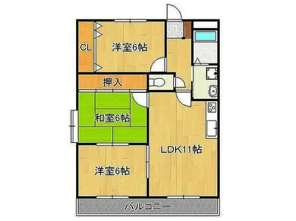 パークライフM(3LDK/1階)の間取り写真