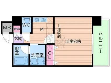 CITY SPIRE美章園(1K/2階)の間取り写真