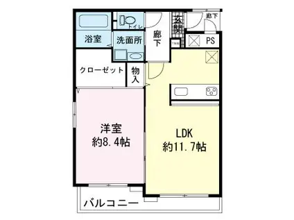 リフィール徳倉(1LDK/2階)の間取り写真