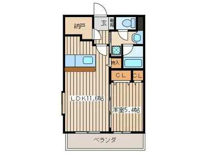 プレシャス(1LDK/2階)の間取り写真