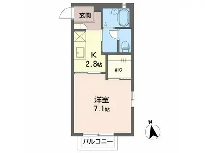 オータムスペース(1K/2階)の間取り写真