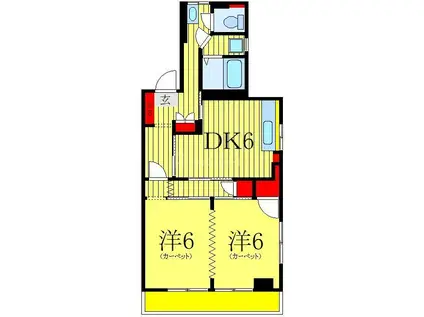 佐藤ビル(2DK/2階)の間取り写真
