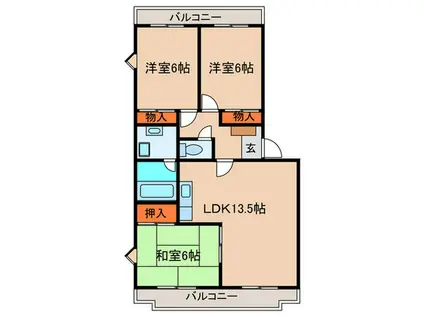 エステート篠木(3LDK/2階)の間取り写真
