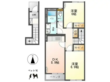 サンライズII(2DK/2階)の間取り写真