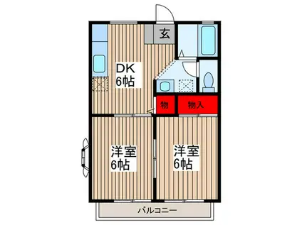 桜華ハイツ(2DK/2階)の間取り写真