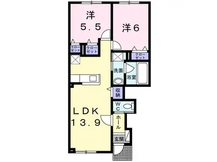 ステーション・ヒルズII(2LDK/1階)の間取り写真