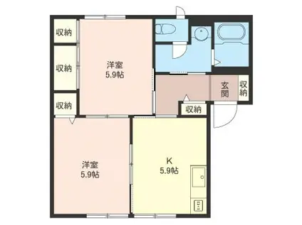 ファミール2(2K/1階)の間取り写真