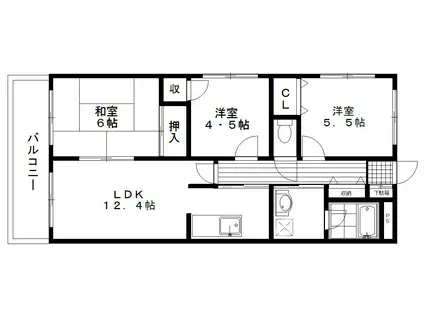 カルム千里丘(3LDK/2階)の間取り写真