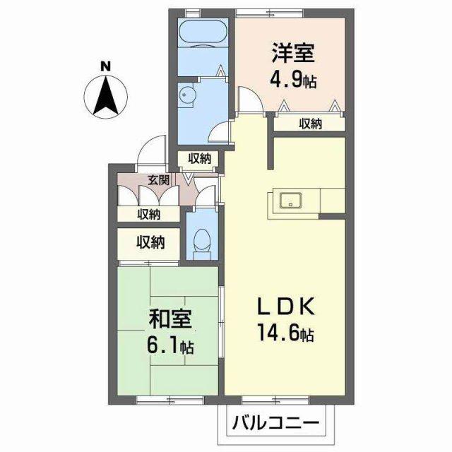 セファミ太子(2LDK/2階)の間取り写真
