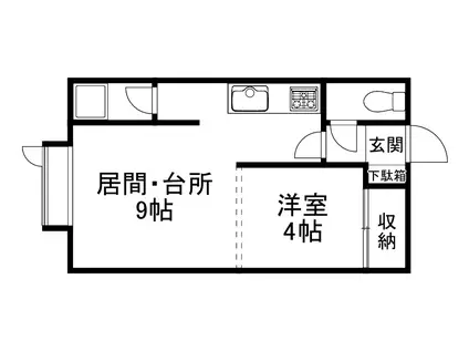 Eアルマーニ(1DK/2階)の間取り写真