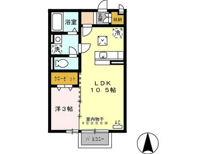 レトロヴィレッジ(1LDK/1階)の間取り写真