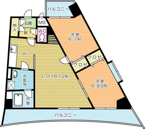 BRIS中井(2LDK/8階)の間取り写真