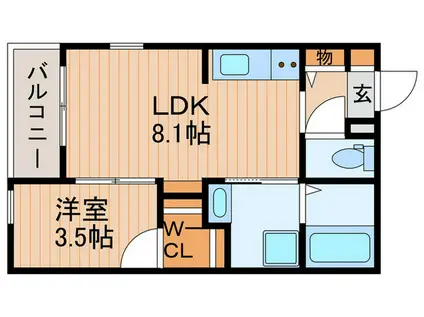 ココングランジュール豊中立花町(1LDK/2階)の間取り写真