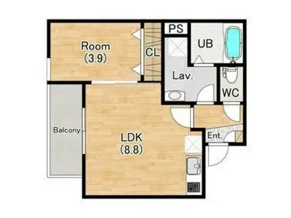 ジーメゾン山科エルヴァ(1LDK/3階)の間取り写真