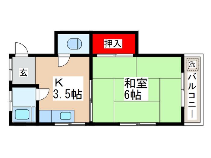 みつわマンション(1K/3階)の間取り写真