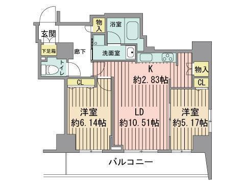 レジディア大通公園(2LDK/6階)の間取り写真