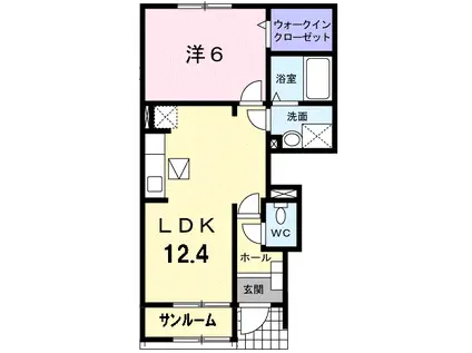 ヴァンベール I(1LDK/1階)の間取り写真