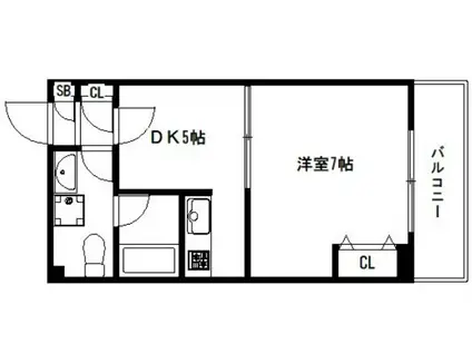 ドルフィンV(1DK/4階)の間取り写真