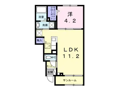 シーブルーム(1LDK/1階)の間取り写真