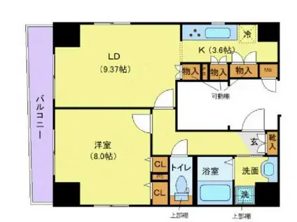 ガリシア日本橋水天宮II(1LDK/8階)の間取り写真