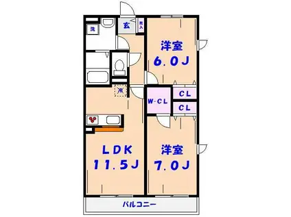LS RESIDENCE本八幡(2LDK/4階)の間取り写真