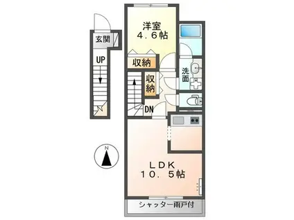 名鉄尾西線 観音寺駅(愛知) 徒歩17分 2階建 築9年(1LDK/2階)の間取り写真