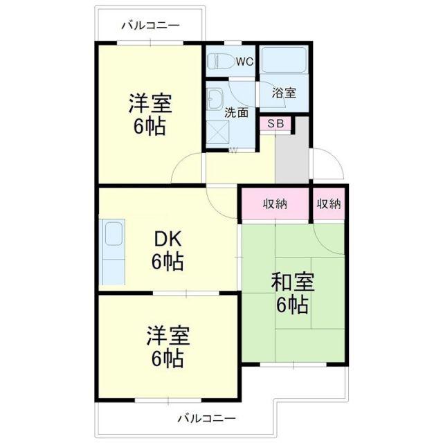 マンションロイヤルアイリス(3DK/5階)の間取り写真