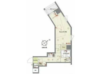 ビバリーホームズ高円寺(1K/4階)の間取り写真