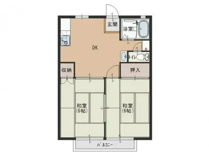 パナハイツ中央三谷120(2DK/2階)の間取り写真