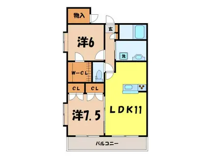 YKゴールデンII(2LDK/1階)の間取り写真