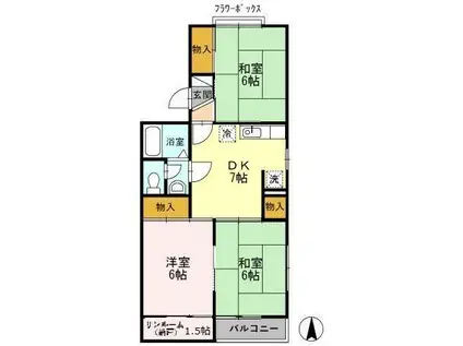 レジデンスT・H II号館(3LDK/1階)の間取り写真