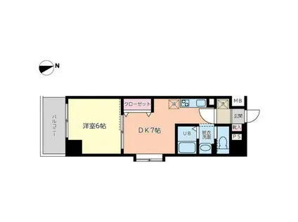 アスコット鉄砲町II(1DK/2階)の間取り写真