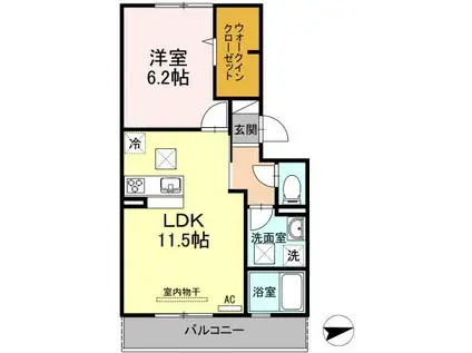 アンベル新山口(1LDK/1階)の間取り写真