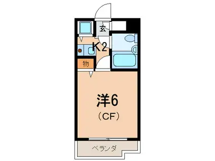 ジョイフル三ツ沢B棟(1K/2階)の間取り写真
