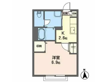 ラゼールカーザ(1K/2階)の間取り写真