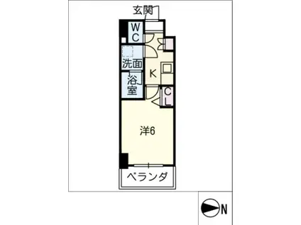 ディアレイシャス泉(1K/7階)の間取り写真