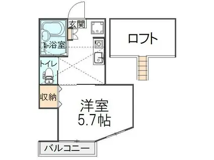 LUNARIA IV ルナリア(1K/2階)の間取り写真