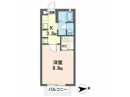 仙台市地下鉄東西線 荒井駅(宮城) 徒歩6分 2階建 築24年(1K/2階)の間取り写真