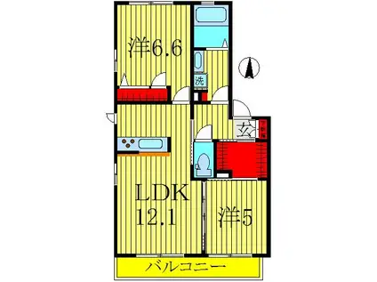 プラン ド アーバン(2LDK/1階)の間取り写真