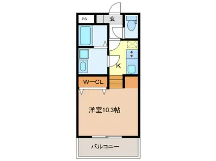 RENACE KURIMA(1K/2階)の間取り写真