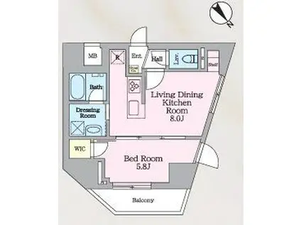 ラグゼナ北千住II(1LDK/14階)の間取り写真