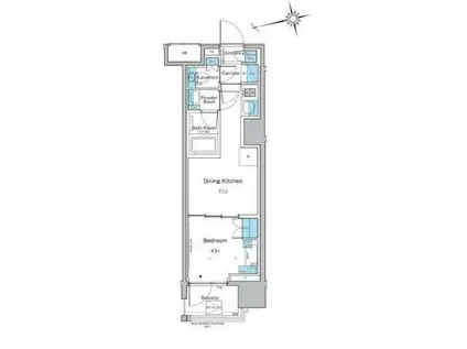 ルフォンプログレ品川越(1DK/4階)の間取り写真