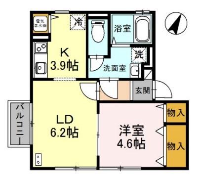 シャルマン八代(1LDK/2階)の間取り写真