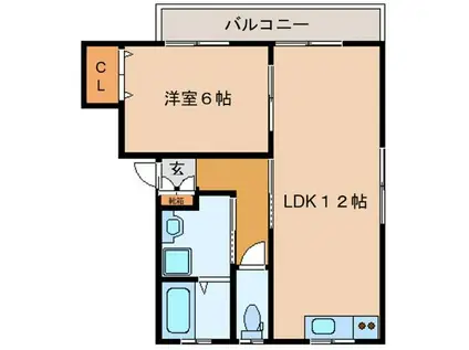 MARCH(1LDK/1階)の間取り写真