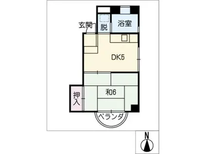 カーメルビル(1DK/3階)の間取り写真