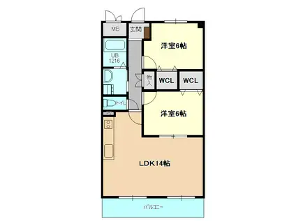 マノワール(2LDK/2階)の間取り写真