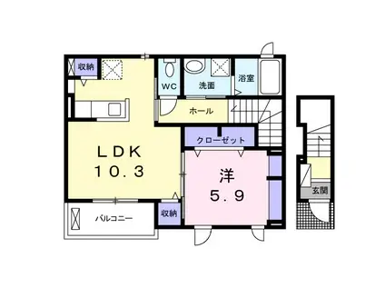 ビオラハウス I(1LDK/2階)の間取り写真