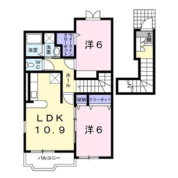 BRIGHT SQUAREII(2LDK/2階)の間取り写真