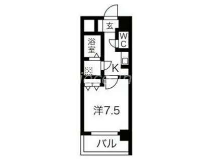 クレアートヨーロッパアベニューシティライフ(1K/6階)の間取り写真