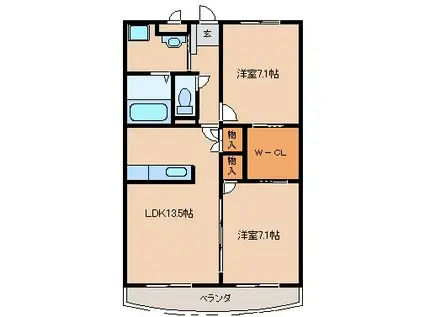 レフィナードパティオ(2LDK/3階)の間取り写真